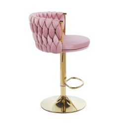 Pink velvet bar stool (golden frame)