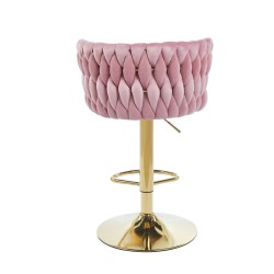 Pink velvet bar stool (golden frame)