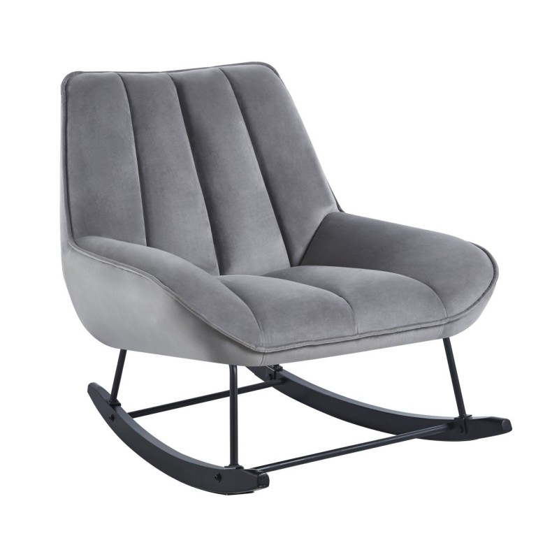Sillón mecedora de terciopelo (gris)