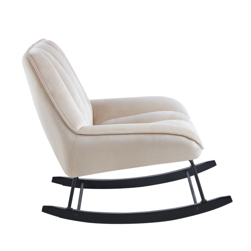 Sillón mecedora de terciopelo (beige)