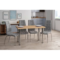 Table (golden oak craft + chrome legs) 67x128