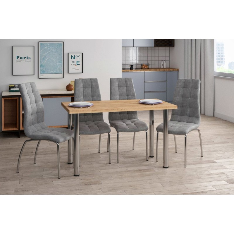 Tisch (goldene Eiche Craft + Beine I Chrom) 67x128