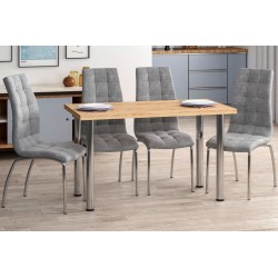 Tisch (goldene Eiche Craft + Beine I Chrom) 67x128