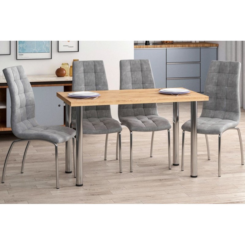 Table (golden oak craft + chrome legs) 67x128