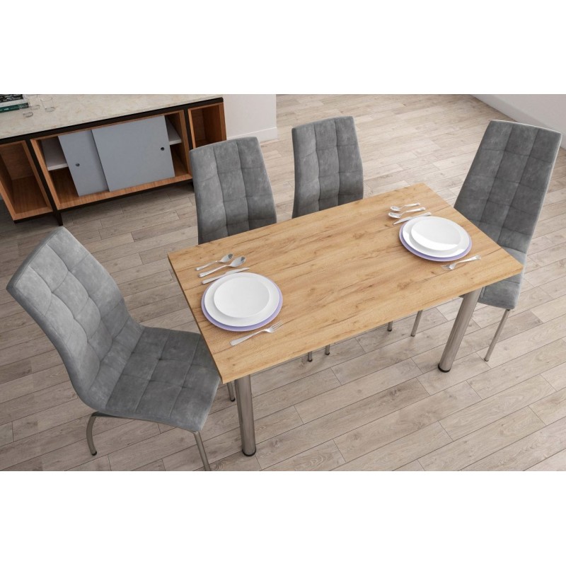 Table (golden oak craft + chrome legs) 67x128