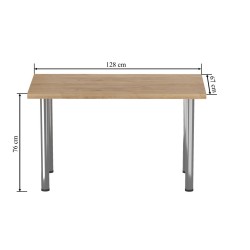 Table (golden oak craft + chrome legs) 67x128