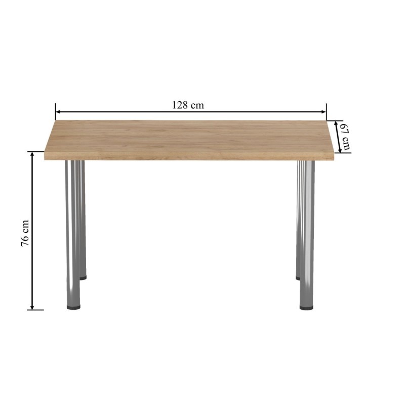 Table (golden oak craft + chrome legs) 67x128