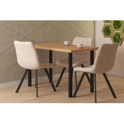 Stół (dąb złoty craft + nogi I czarny mat) 67x128