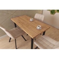 Table (golden oak craft + black matte legs) 67x128