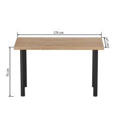 Stół (dąb złoty craft + nogi I czarny mat) 67x128