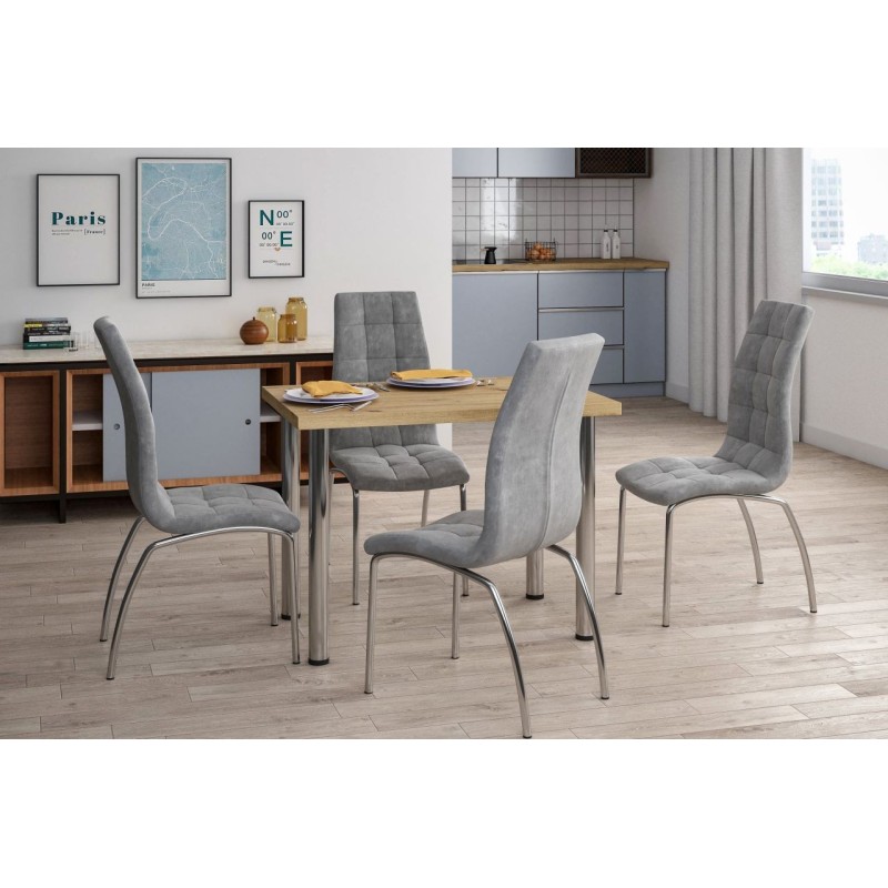 Stół (dąb artisan + nogi I chrom) 67x101