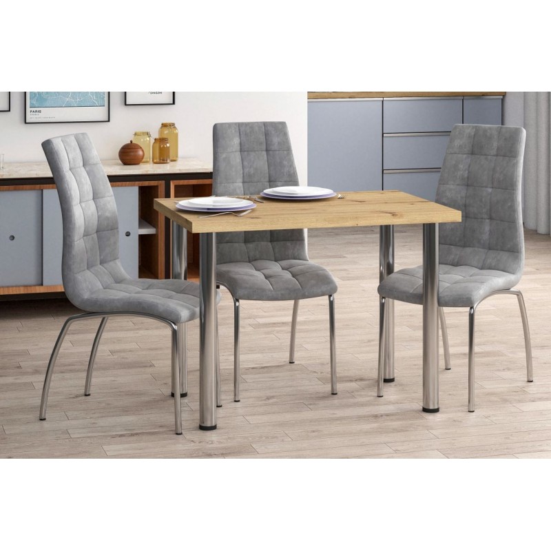 Tisch (Artisan-Eiche + I-Chrom-Beine) 67x101