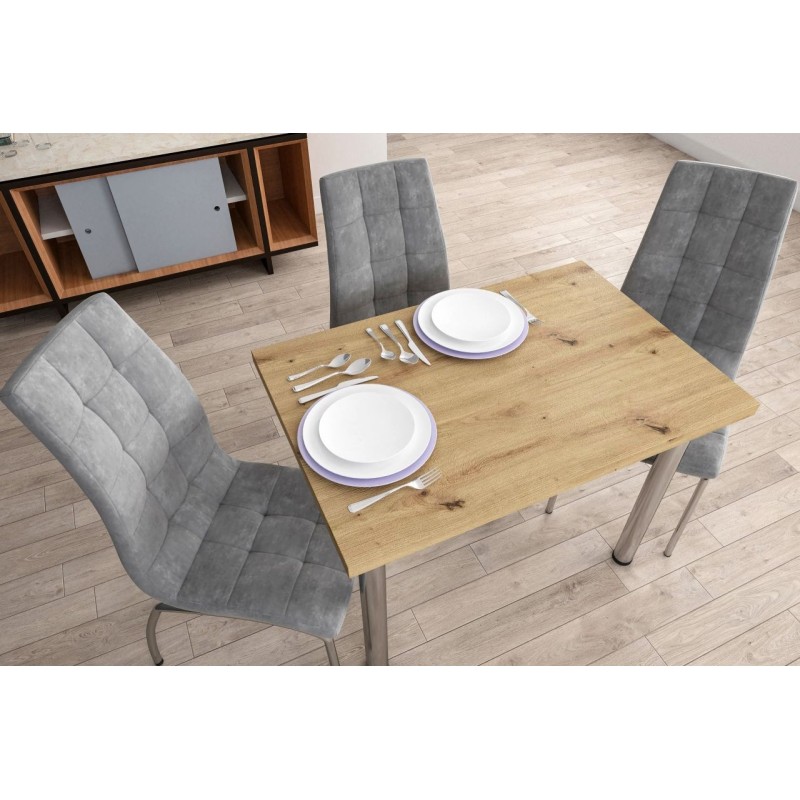 Стіл (дуб artisan + ноги I хром) 67x101