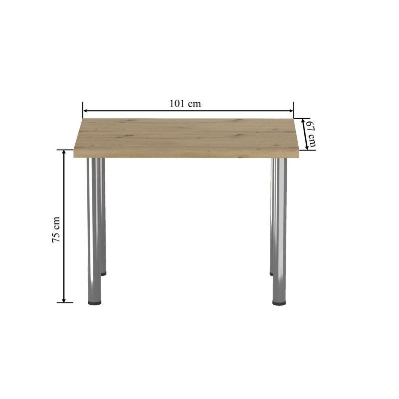 Table (artisan oak + chrome I legs) 67x101