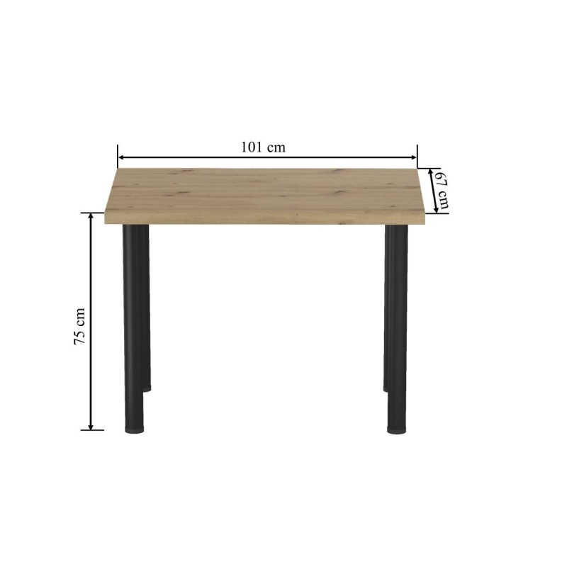 Stół (dąb artisan + nogi I czarny mat) 67x101