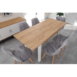 Mesa extensible (roble dorado craft/blanco) 67x120(160)