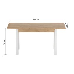Mesa extensible (roble dorado craft/blanco) 67x120(160)