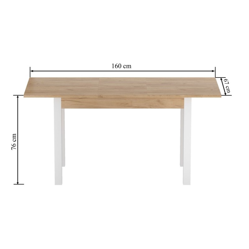 Extendable table (golden oak craft/white) 67x120(160)