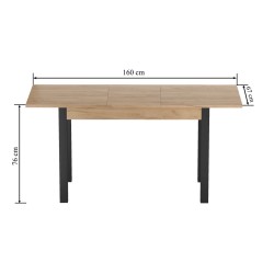Mesa extensible (roble dorado artesanal/negro) 67x120(160)