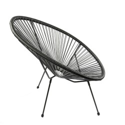 Silla de descanso - ratán sintético (negro)