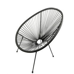 Silla de descanso - ratán sintético (negro)