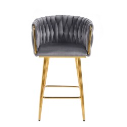 Gray velvet bar stool (gold frame)