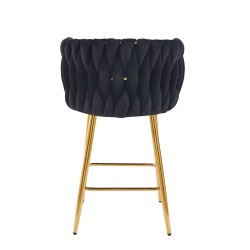 Black velvet bar stool (golden frame)