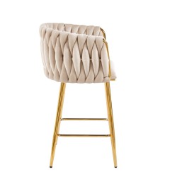 Barhocker Samt Beige (goldenes Gestell)