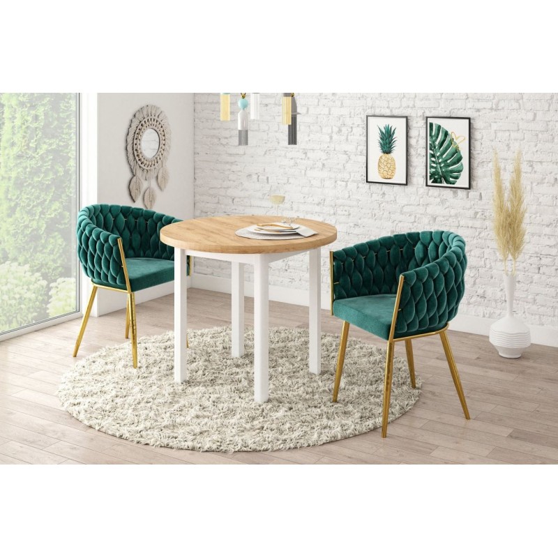 Mesa redonda (roble dorado craft/blanco) Fi80