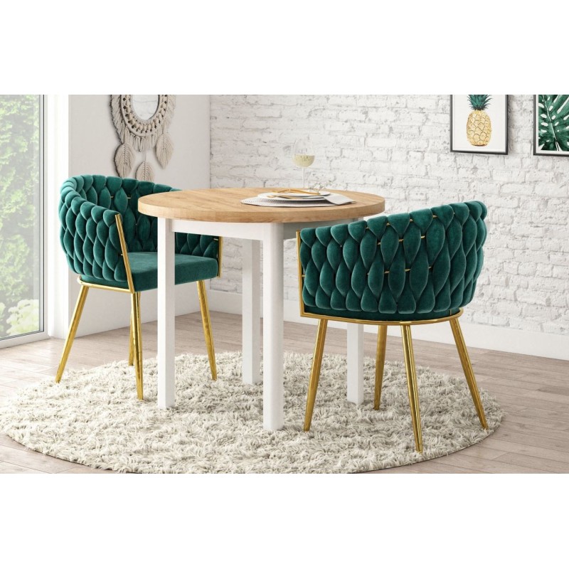 Round table (golden oak craft/white) Fi80