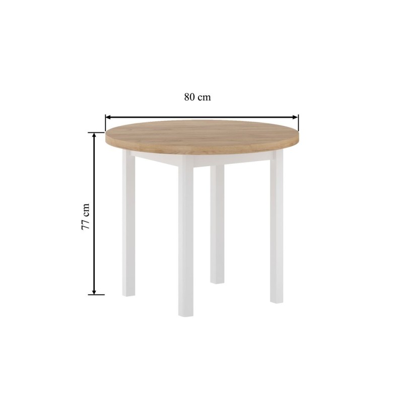Round table (golden oak craft/white) Fi80
