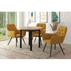 Runder Tisch (goldene Eiche Craft/schwarz) Ø80