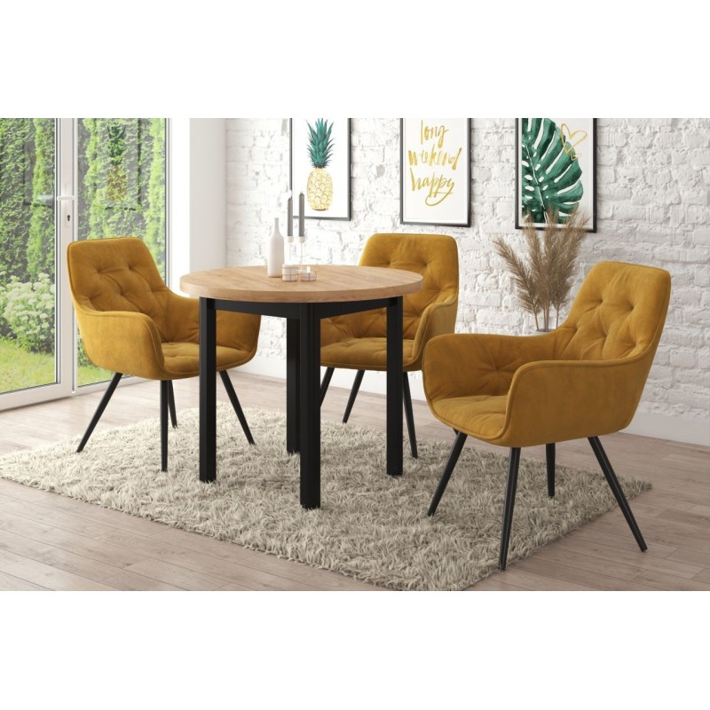 Mesa redonda (roble dorado craft/negro) Fi80