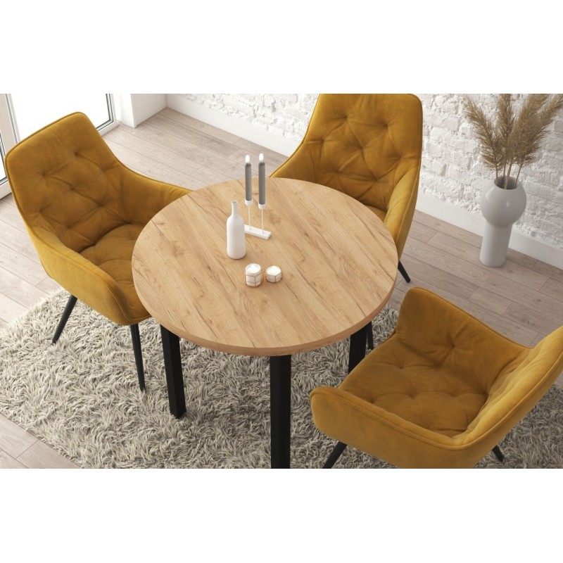 Runder Tisch (goldene Eiche Craft/schwarz) Ø80