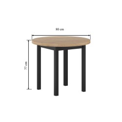 Runder Tisch (goldene Eiche Craft/schwarz) Ø80