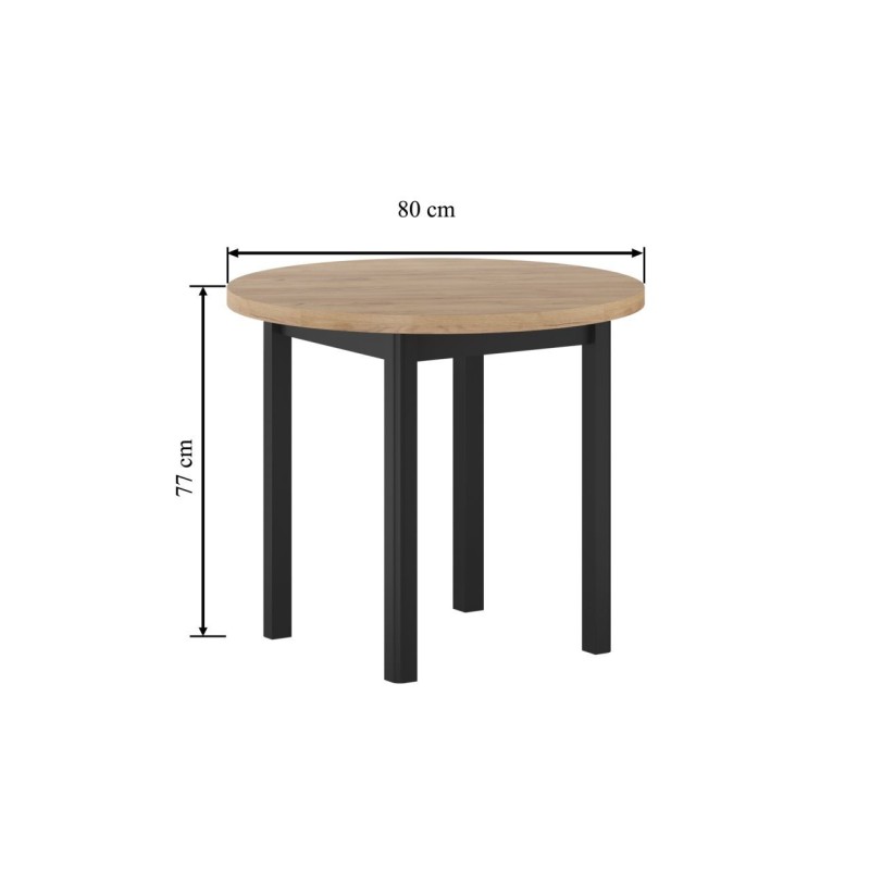 Runder Tisch (goldene Eiche Craft/schwarz) Ø80
