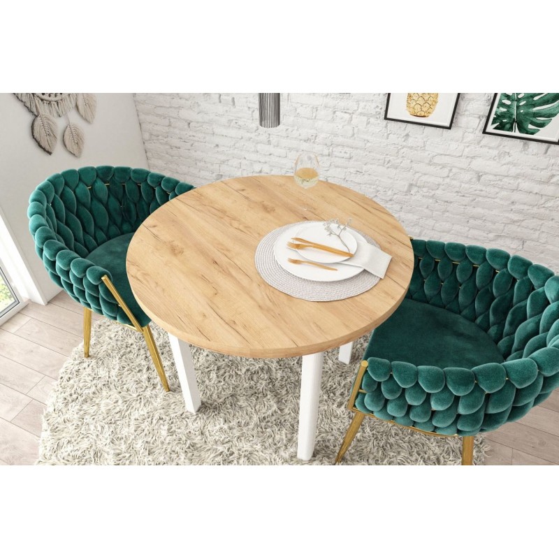 Mesa redonda (roble dorado craft/blanco) Fi90