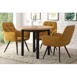 Mesa redonda (roble dorado craft/negro) Fi90