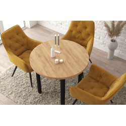 Runder Tisch (goldene Eiche Craft/schwarz) Ø90