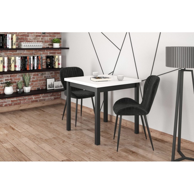 Tisch (weiß/schwarz) 80x80