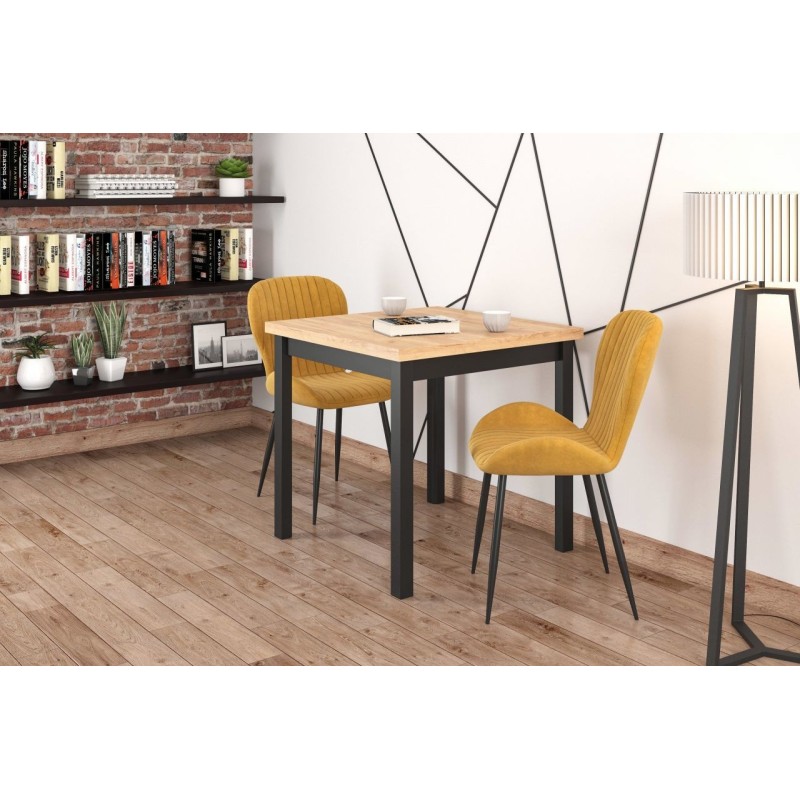 Table (golden oak craft/black) 80x80