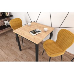 Tisch (Craft Eiche Gold/Schwarz) 80x80