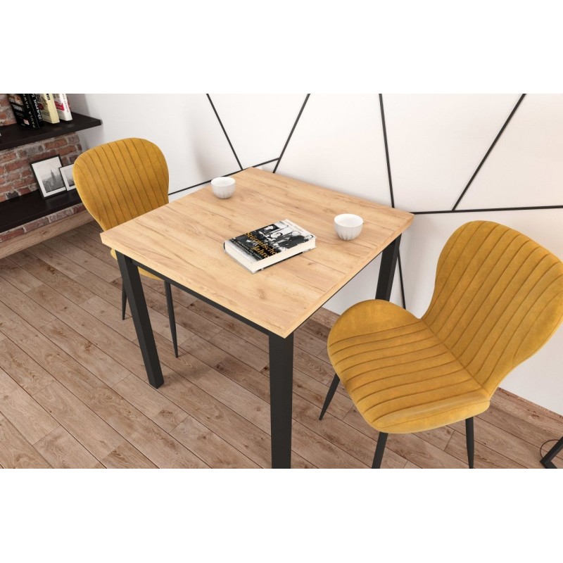 Table (golden oak craft/black) 80x80