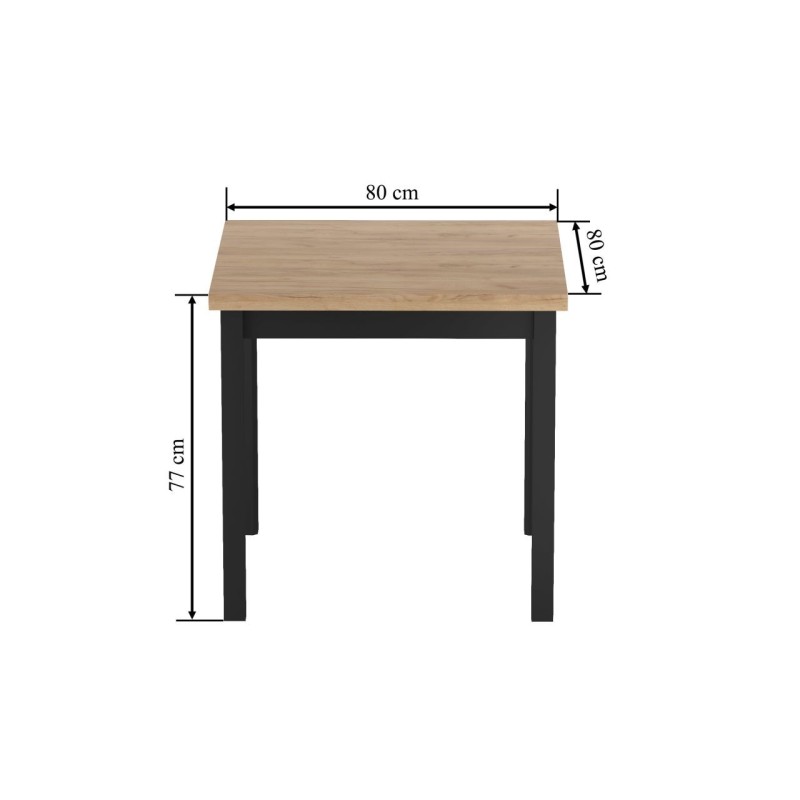 Mesa (roble dorado craft/negro) 80x80
