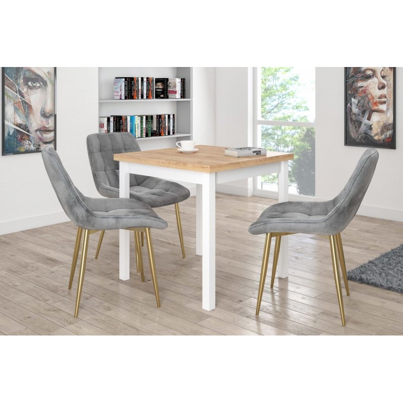 Стіл (дуб золотий крафт/білий) 80x80