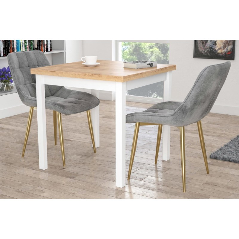 Tisch (goldene Eiche Craft/weiß) 80x80