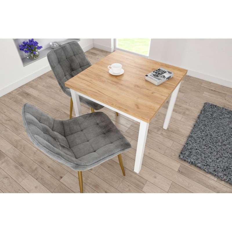 Tisch (goldene Eiche Craft/weiß) 80x80