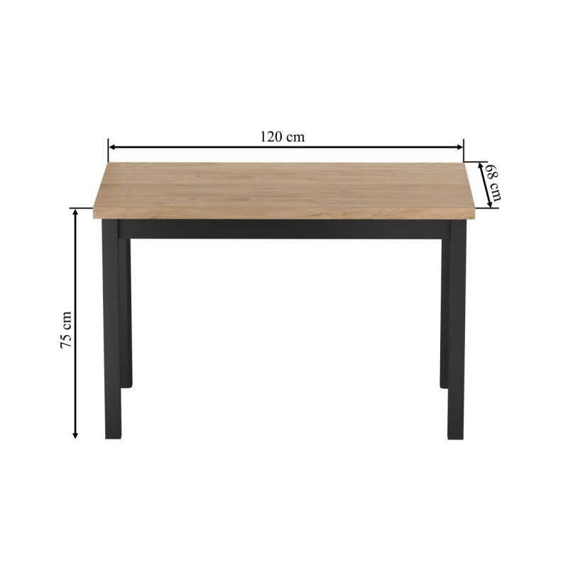 Mesa (roble dorado craft/negro) 68x120