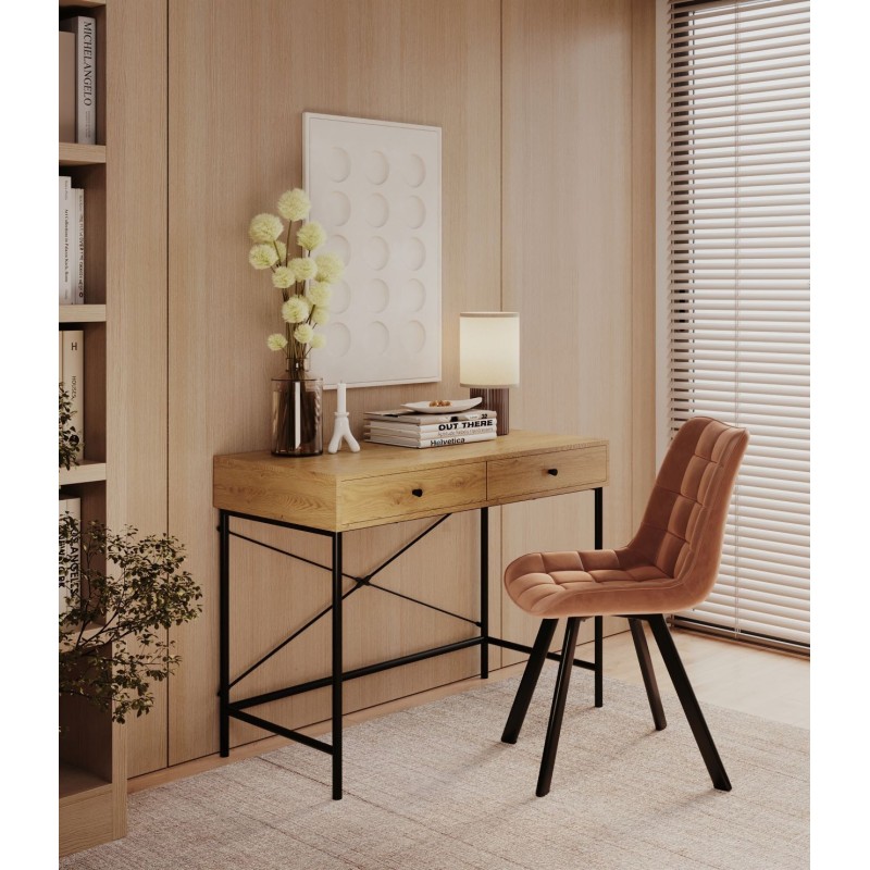 Desk (natural oak/black frame)