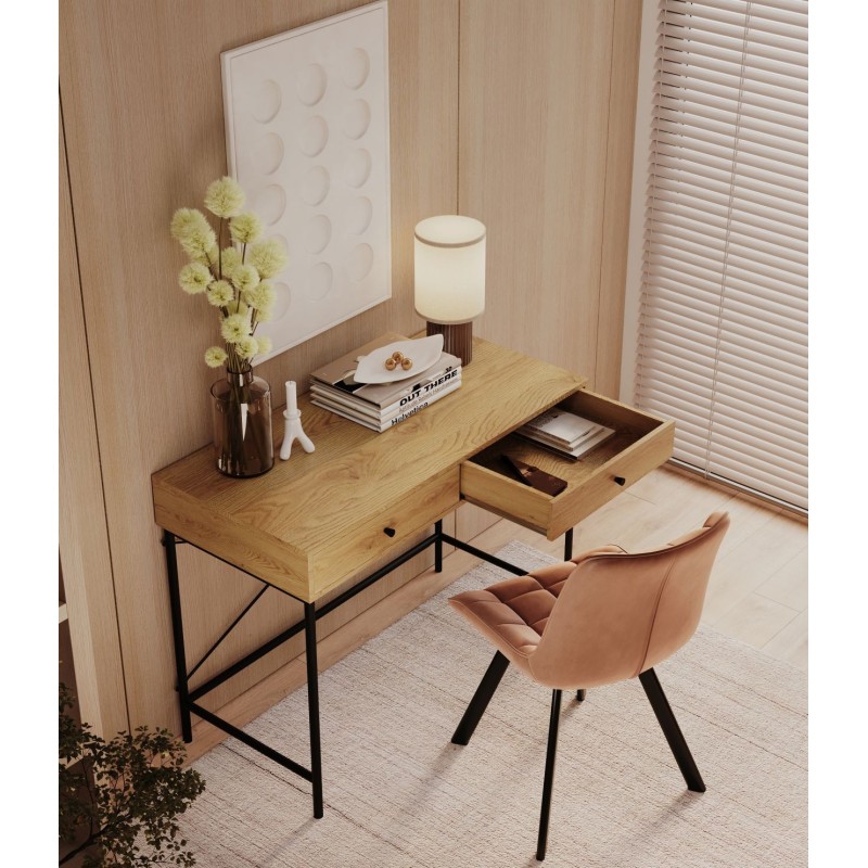 Desk (natural oak/black frame)